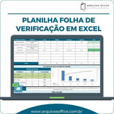 Planilha Folha de Verificação em Excel mostrando pontos de verificação, ocorrências e análise de Pareto.